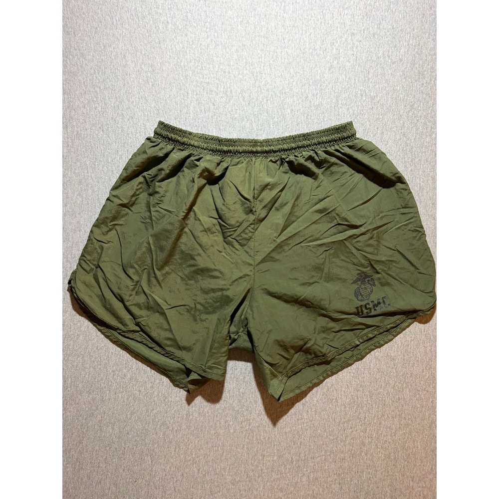 Soffe USMC Running Shorts Mens XL Olive Green Nylon Military PT Silkies Vintage